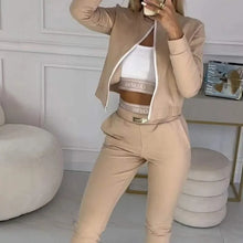 Sporty Casual Long Sleeve Zipper Solid Jacket 3 Pieces Set Women Autumn Workout Skinny Tank Tops Coat + Pants Matching Set Mujer