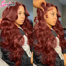 250% 30 32 Inch Brazilian 33# Auburn Reddish Brown 13x4 Hd Lace Front Wigs Human Hair Body Wave Colored 13x6 Lace Frontal Wig