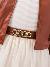 Girls' Spring and Autumn Dress Set New Children's Princess Skirt+PU Leather Vest 2-piece Set