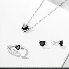 WOSTU Classic 100% 925 Sterling Silver Devil Heart Ear Studs Earrings Exquisite Black Zircon Earrings Fine Anniversary Jewelry