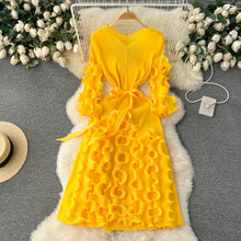 European Court Style Dress Miyake for Women A Design Sense Tassel V-neck Slim Fit Long High-temperature Pleated Flared Sleeve