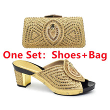 Italian Ladies Shoes and Bags To Match Set Decorated with Rhinestone Plus Size Shoes Women Heel Women Shoes and Bag Set In Italy