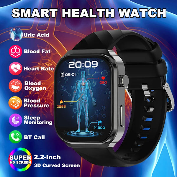 AI Health Smartwatch for Men & Women with Blood Pressure Uric Acid & Blood Lipid Monitoring
