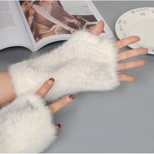 2025 New Brand Style Top Quality Women's 100% Winter Warm Real Mink Fur Knitted Half Finger Gloves Girls Typing Mittens