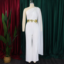 Elegant Jumpsuits & Rompers for Woman One Shoulder Flying Sleeve High Waisted Luxury Birthday Party Dinner Outfits Overalls 2024