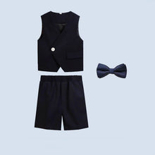 Children Green White Baptism Photography Suit Kids Vest Shirt Shorts Bowtie Ceremony Costume Boys Breathable Wedding Dress