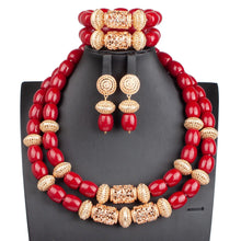 Fabulous Artificial Coral Wedding African Beads Jewelry  Luxury Bride Costume Statement Necklace Jewelry
