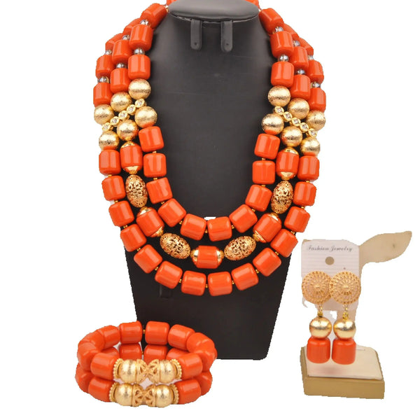 artifical coral beads nigerian jewelry sets for woman weddings