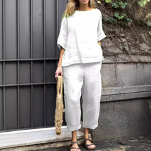 2025 Summer New Women's 2-piece Plus-size Cotton And Linen Shirt + High-waisted Pant Suit 2 Piece Sets Womens Outfits