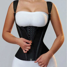 Latex waist cincher corset-style tummy control belt with zipper and button closure, retro shaping top.