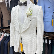 2025 Wedding Men Suits Tuxedos New Modern Crystal Suit Peaked Lapel Single Breasted Sparkly Diamond Men's Blazers Men Suits