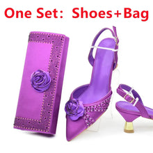 New Fashion Women Shoes and Bags To Match Set Nigeria Party Women's Pumps with Handmade Flowers Bag and Shoe Set Italian