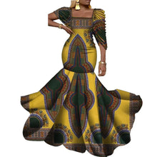 African Dresses for Women Wedding Party Elegant Lady Wax Print Plus Size Long Clothing Vestido KG920