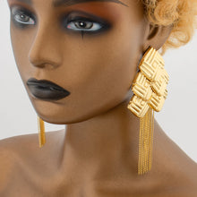 Bohemia Bridal Wedding Tassels Earrings Flower Long African Dubai Gold Color Drop Earrings For Women Girls Birthday Party Gift