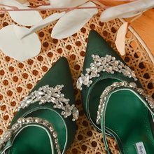 Women's High HeelsTemperament Baotou Silk Wheat Ear Rhinestones Muller Semi-Trailer Pump Pointed Stiletto Sandals