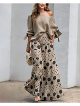 New Casual Set Fashion High Street Outfits Casual Diagonal Neck Hollow Nine-quarter Top Loose Polka Dot Printed Leg Pants Suit