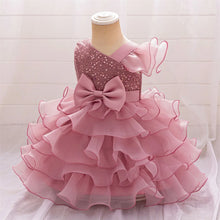 Luxury Baby Sequin Party Dress For Girl Christmas Toddler Layered Bow 1st Birthday Wedding Girl Dresses Formal Lace Baby Clothes