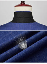 High-end Brand Classic Blue or Gray Plaid Men's Casual Business Suit Retro Official Suit Groom Wedding Dress Jacket Vest Pants