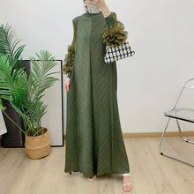 ANLAN Miyake Pleated Maxi Long Dress Mesh Petal Sleeve Half Turtleneck Formal Dresses for Women 2024 New Hot Sales 6KK9927