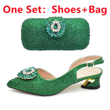 New Italian Shoe and Bag 2024 High Quality Luxury Full Diamond Italian Shoes and Bags Matching Set Decorated with Rhinestone