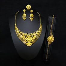 hot selling necklaces earrings bracelets ring jewelry sets four-piece Dubai African bride wedding accessories