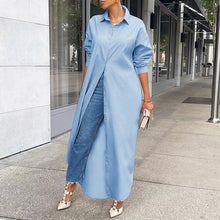 Women Shirt Windproof Shirt Dress Versatile Hem Stylish Autumn Winter Solid Color Shirt Long Dress