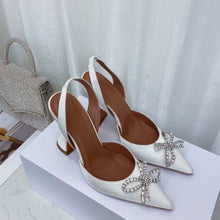 2023 New High Heels Women's Rhinestone Bow Pointy Glasses with Stilettos and Sandals Women.