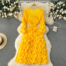 European Court Style Dress Miyake for Women A Design Sense Tassel V-neck Slim Fit Long High-temperature Pleated Flared Sleeve