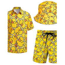 Men's Shirts Shorts Set with Bucket Hats Summer Beach Suit