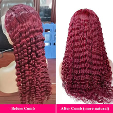 Curly wigs Transparent Lace Front Wig 99J Burgundy 13x4 13x6 Brazilian Deep Wave Frontal Human Hair Wig for Women Pre Plucked