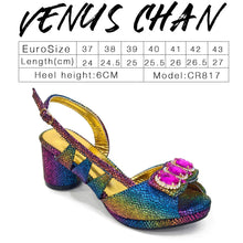 Elegant Heels for Womens Peep Toe Special Material Design Rhinestone Sandals Italian Shoes and Bags Matching Set 2024
