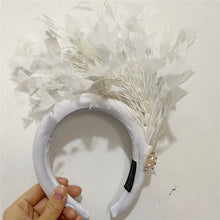 Fashion Wedding Bride Headband Headwear Fancy Feather Hair Band Millinery Hair Accessories With Peals Decor Hair Accessories