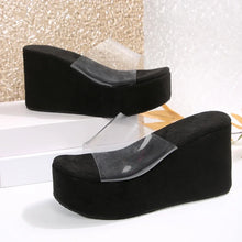 Trade Big Size New Style One-Strip Transparent Toe Exposed Platform Thick-Heeled Waterproof Platform Slippers Women's Slippers