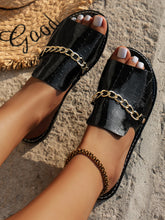 Large Flat Bottomed Straight Chain Slippers for Women in Summer 2024, Wearing Stone Patterned Beach Sandals for Outdoor Wear