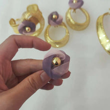 Weaving Hollow Large Pendant 18K Gold Plated Jewelry Set for Women Purple Buds Necklace Earrings Bracelet Ring African Party Gif