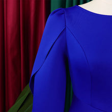 Elegant Dress Woman 2024 Wedding Party Round Neck Half Sleeve High Waisted Pleated Mid Calf Luxury Birthday Dinner Vestidos Robe