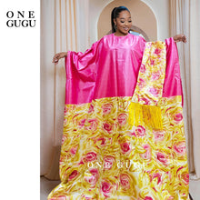 First Quality Hot Stamping Printing African Traditional Dashiki Basin Wedding Dress Blue Bazin Riche Boubou With Tassel Shawl