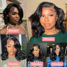 13x4 Short Body Wave Lace Frontal Bob Wig 200% Density Brazilian Remy 100% Human Hair Transparent Lace Wigs For Women 12 14 Inch