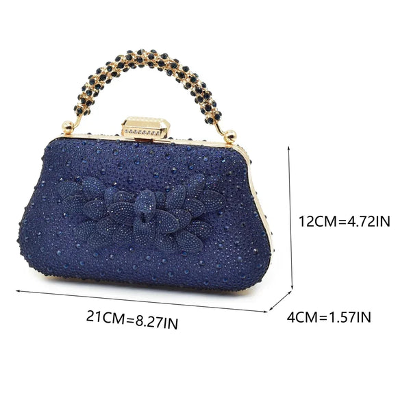 Luxury Italian Shoes and Bag Set for Women Wedding Pointed Toe Women's Pumps High Heel Rhinestones Party Ladies Shoe and Bag Set