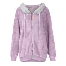 Women's Winter Fashionable Hooded Fleece Solid Color Jacket