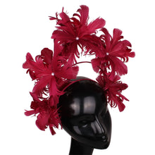 Elegant Women Wedding Hair Fascinator Accessories Headband Bridal Party Show Headwear Fancy Blue Feather Flower Hair Accessories