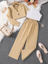 Spring/Summer Fashion girl Autumn/Winter New fashion trend Outdoor Casual Set three-piece - Khaki