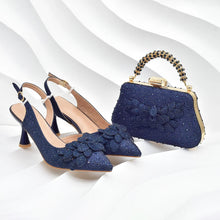 New Arrival Party Shoe and Bag Set for Women Italy Full Diamonds High Heels Luxury Woman Pumps Matching Italian Shoe and Bag Set