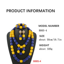 Nigeria Wedding Jewelry Set Imitation Coral Beads Golden Pendant Necklace for Women Resin Material African Bride Accessorise