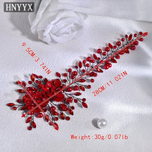HNYYX Bridal Wedding Hair Accessories Red Rhinestone Headpieces Leaf Shaped Hair Vine Ladies Girls Holiday Tiara Gift A225