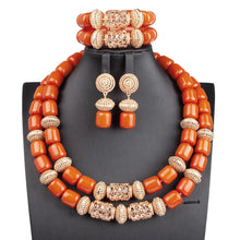 Fabulous Artificial Coral Wedding African Beads Jewelry  Luxury Bride Costume Statement Necklace Jewelry