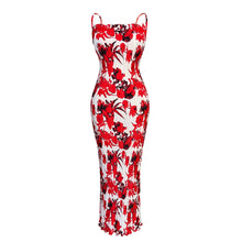 Women's Tie Dye Print Pleated Dress,Summer Spaghetti Strap Bodycon Dress,Vestidos Casual Slimming,Women's clothing