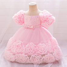 Girls 3D Flower Party Princess Dress for Baby Christmas Gown 1-10 Yrs Birthday Bow Tulle Bridemaid Dresses Wedding Kids Clothing