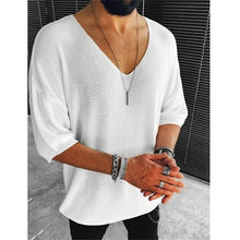 New 2025 Men's Summer Short Sleeve Knit Tops Shirts Casual V-neck British Loose Shirts Male Solid Shirts for Men Fashion Tops