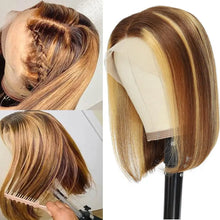 Short Bob Bone Straight 13X4 Lace Frontal Wigs 200 Density Brazilian Remy Preplucked Bob Lace Front Wig Human Hair For Women